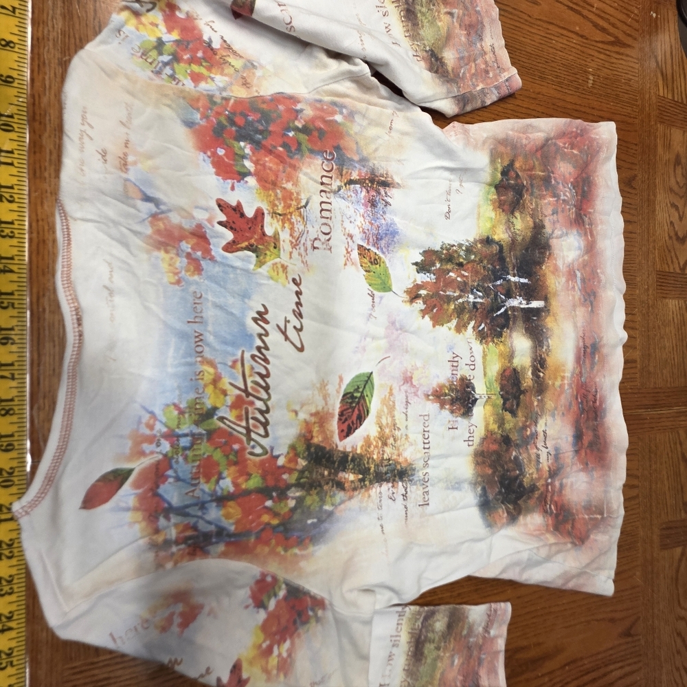 C J Banks 3/4 Sleeve Top Autumn Time Romance Plus Size 1X - Picture 2 of 10